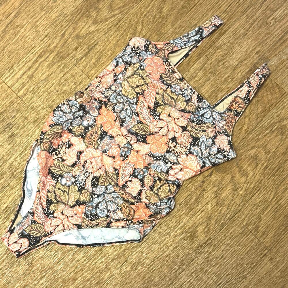 A Pea in the Pod Maternity Floral One-Piece Square Neckline Swimsuit Size Medium
